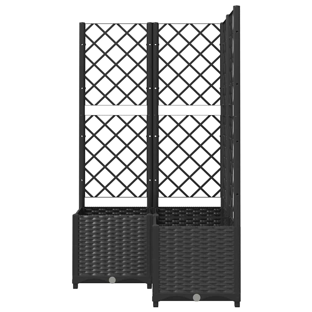 318275 vidaXL Garden Planter with Trellis Black 80x80x136 cm PP