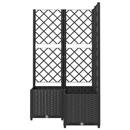 318275 vidaXL Garden Planter with Trellis Black 80x80x136 cm PP