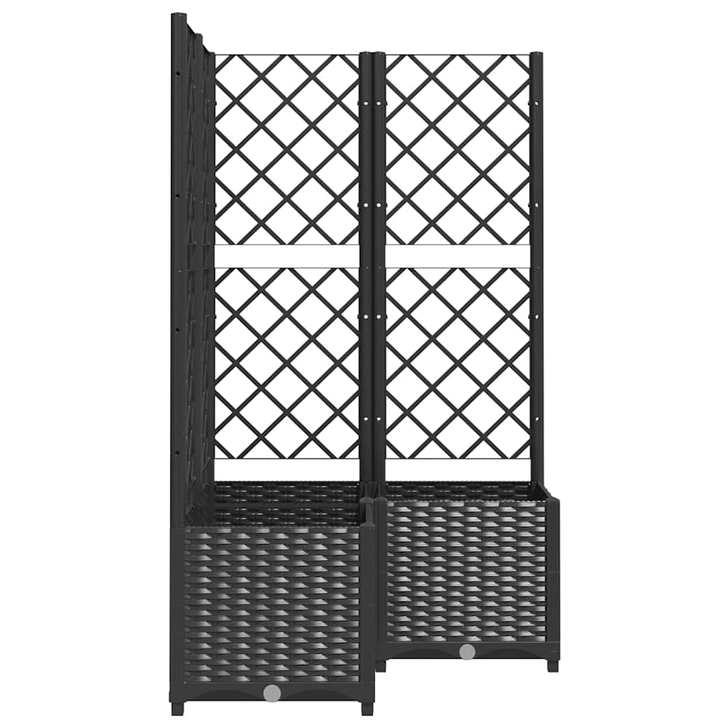 318275 vidaXL Garden Planter with Trellis Black 80x80x136 cm PP