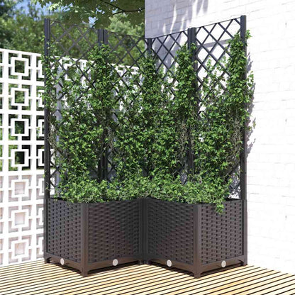 318275 vidaXL Garden Planter with Trellis Black 80x80x136 cm PP