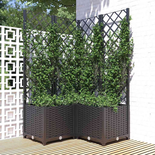 318275 vidaXL Garden Planter with Trellis Black 80x80x136 cm PP