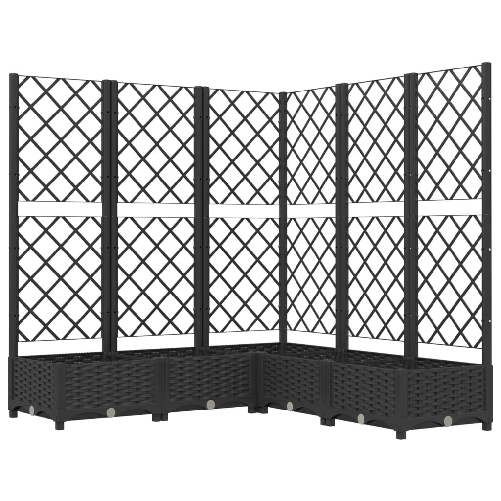 Garden Planter with Trellis Black 120x120x121,5 cm PP