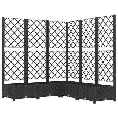 Garden Planter with Trellis Black 120x120x121,5 cm PP