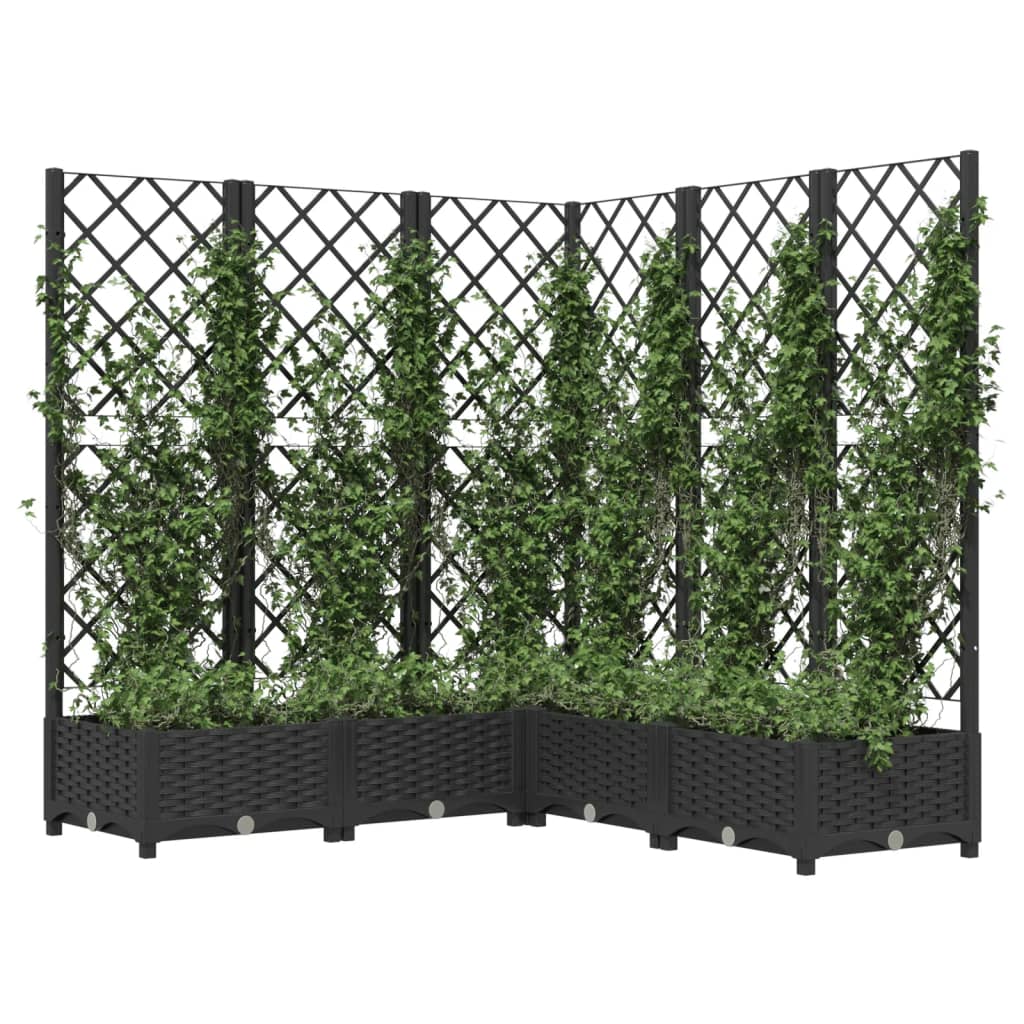 Garden Planter with Trellis Black 120x120x121,5 cm PP