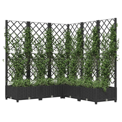 Garden Planter with Trellis Black 120x120x121,5 cm PP