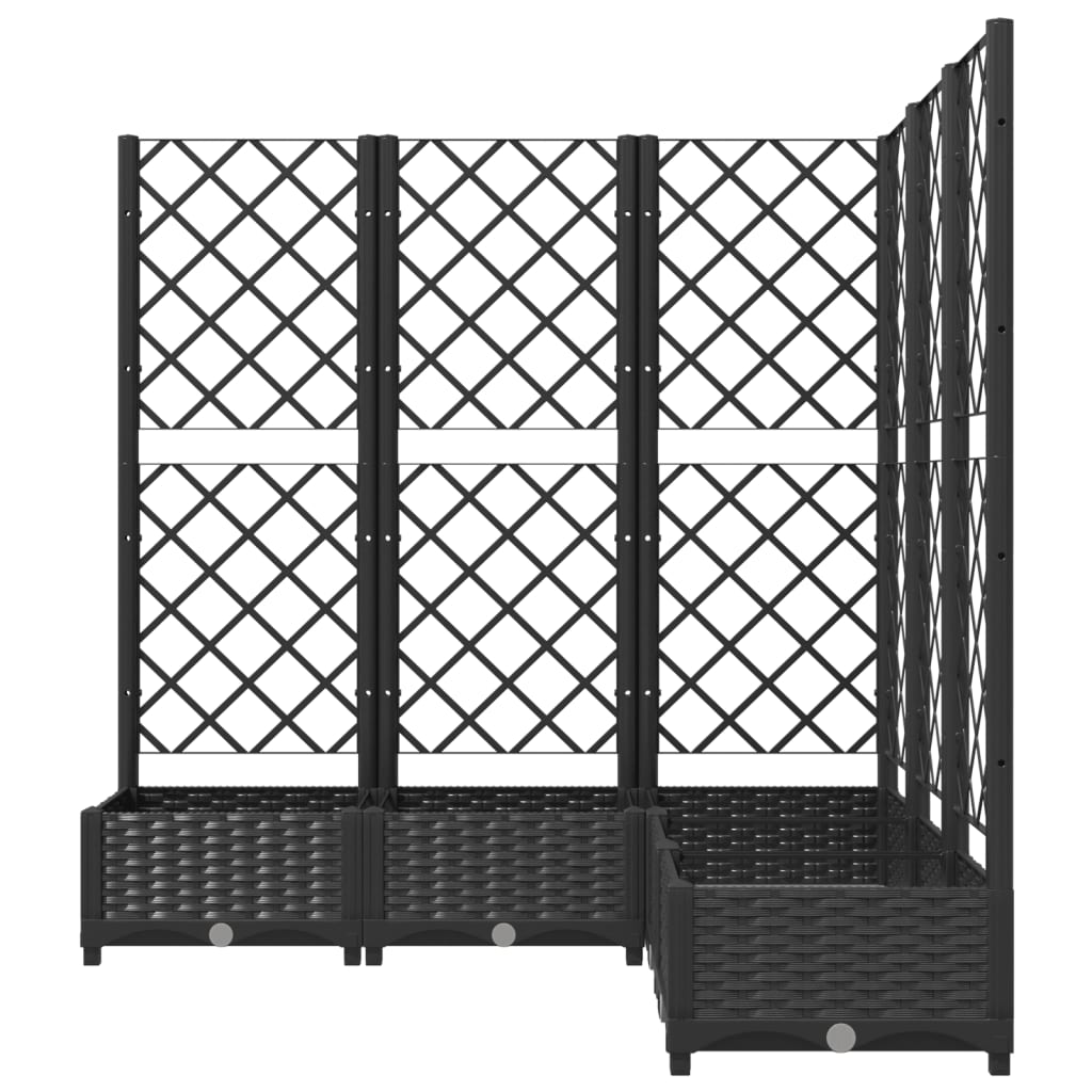 Garden Planter with Trellis Black 120x120x121,5 cm PP