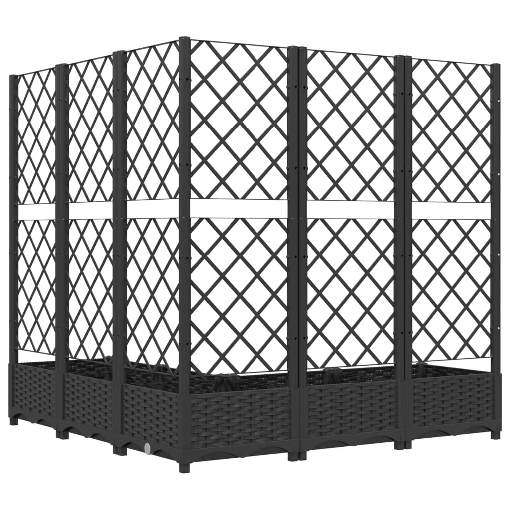 Garden Planter with Trellis Black 120x120x121,5 cm PP