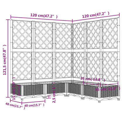 Garden Planter with Trellis Black 120x120x121,5 cm PP