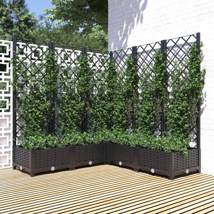Garden Planter with Trellis Black 120x120x121,5 cm PP