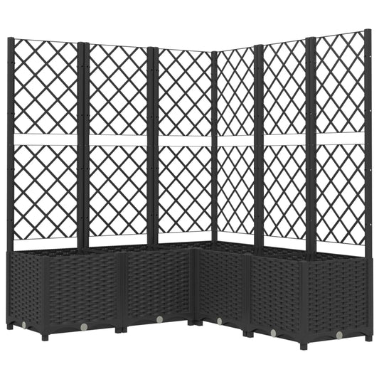 318277 vidaXL Garden Planter with Trellis Black 120x120x136 cm PP