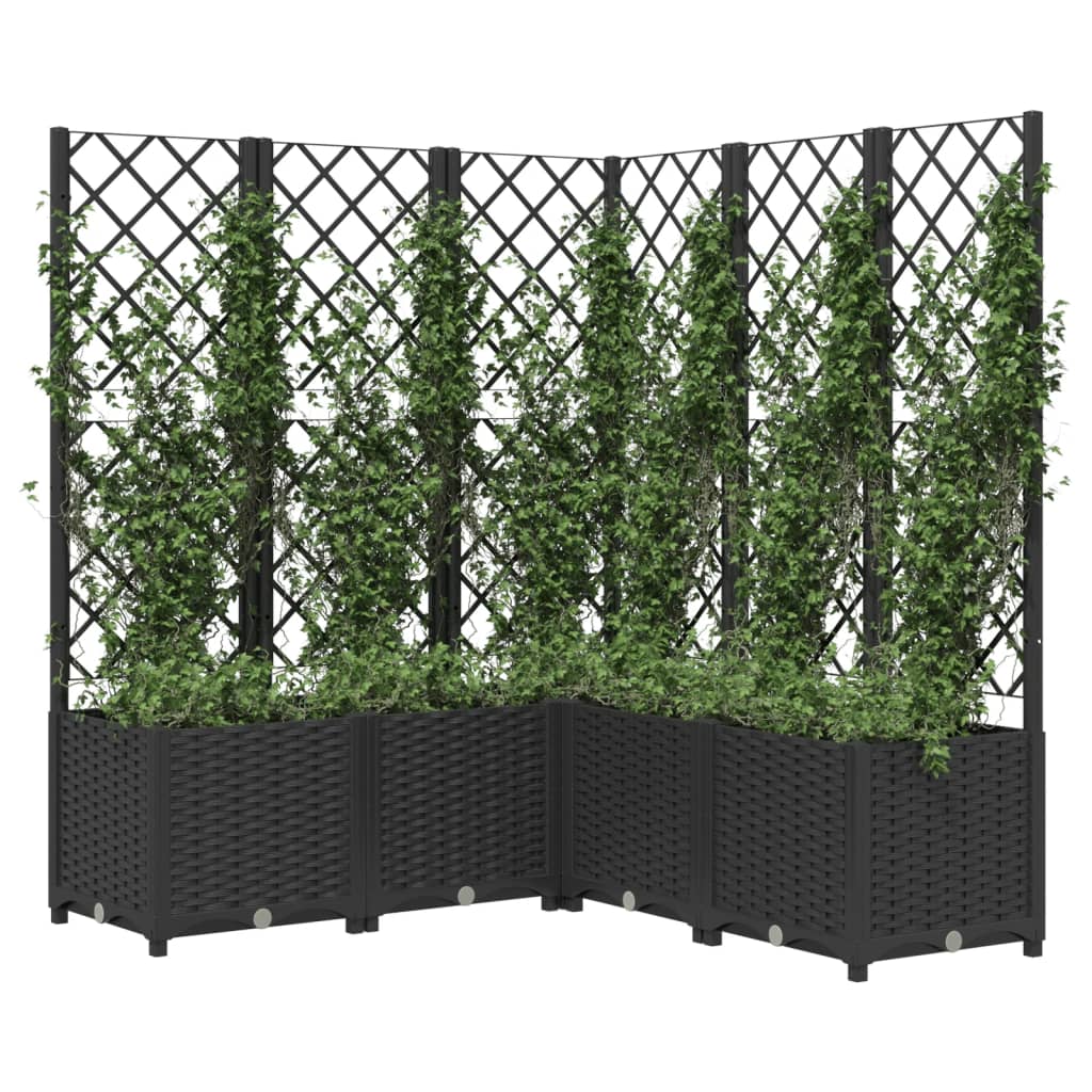 318277 vidaXL Garden Planter with Trellis Black 120x120x136 cm PP