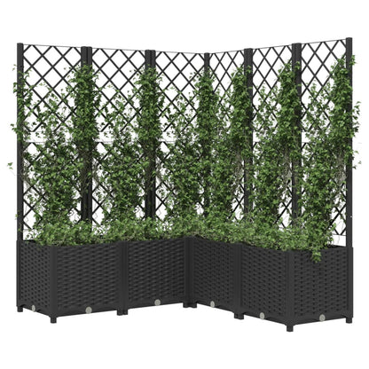 318277 vidaXL Garden Planter with Trellis Black 120x120x136 cm PP