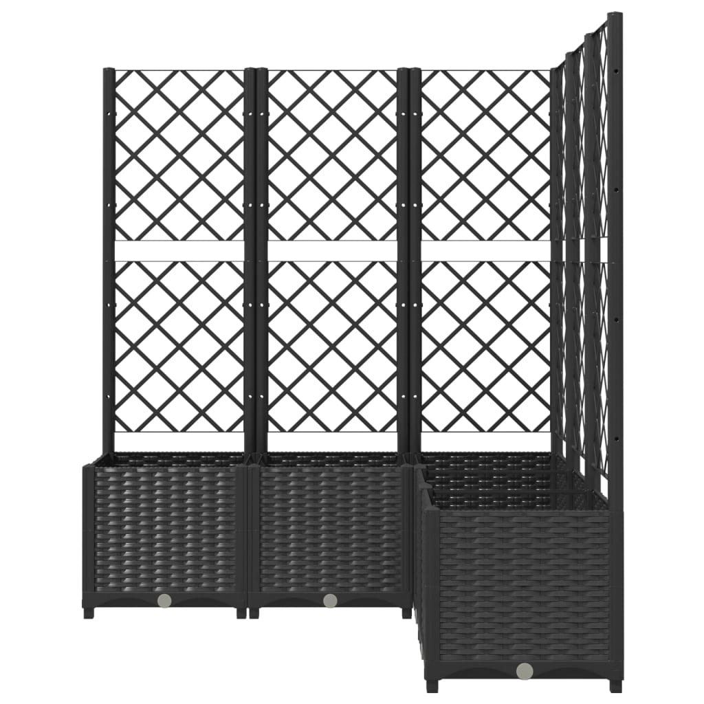 318277 vidaXL Garden Planter with Trellis Black 120x120x136 cm PP
