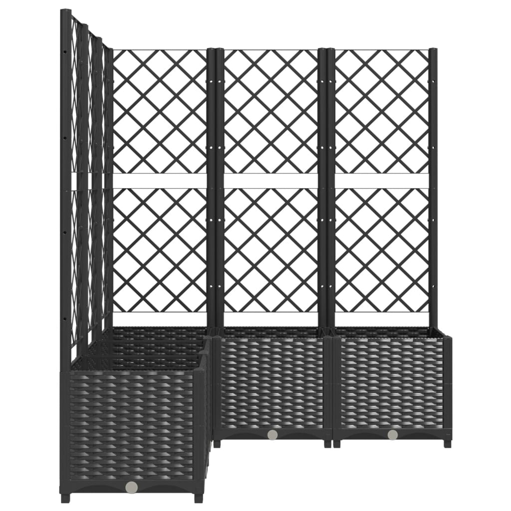 318277 vidaXL Garden Planter with Trellis Black 120x120x136 cm PP