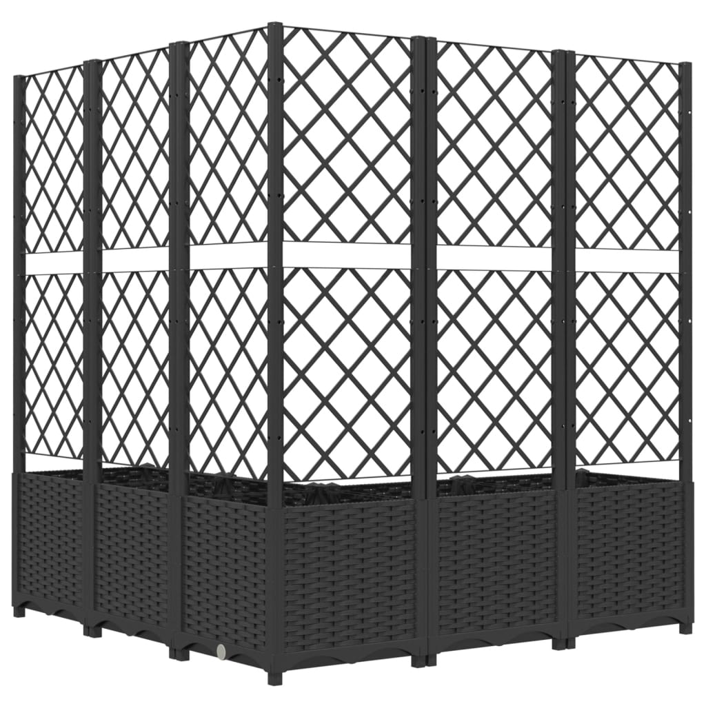 318277 vidaXL Garden Planter with Trellis Black 120x120x136 cm PP