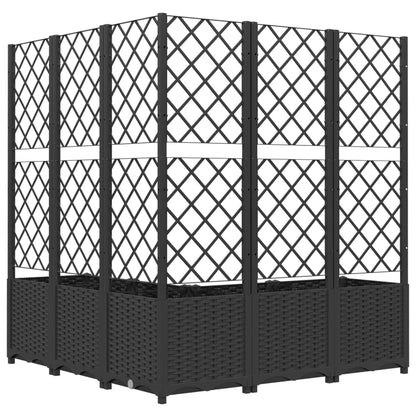 318277 vidaXL Garden Planter with Trellis Black 120x120x136 cm PP