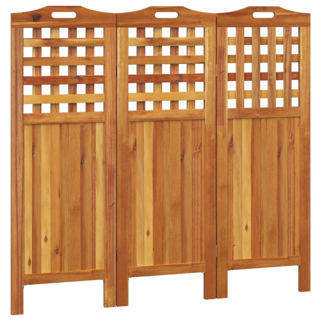 3-Panel Room Divider 121.5x2x115 cm Solid Wood Acacia