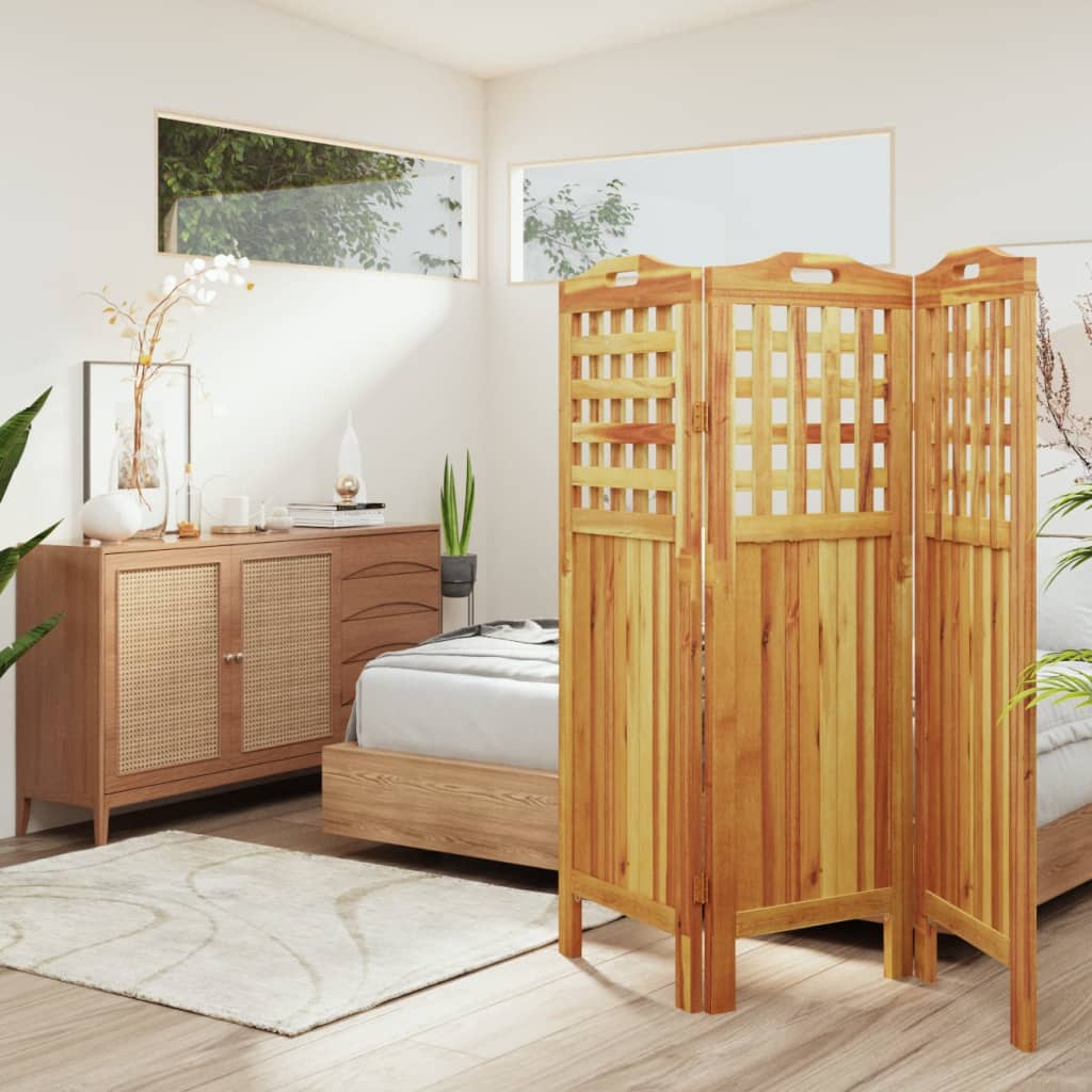 3-Panel Room Divider 121.5x2x115 cm Solid Wood Acacia