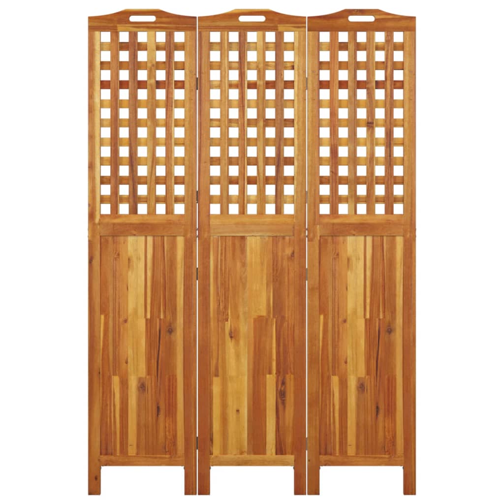 3-Panel Room Divider 121.5x2x180 cm Solid Wood Acacia