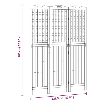 3-Panel Room Divider 121.5x2x180 cm Solid Wood Acacia