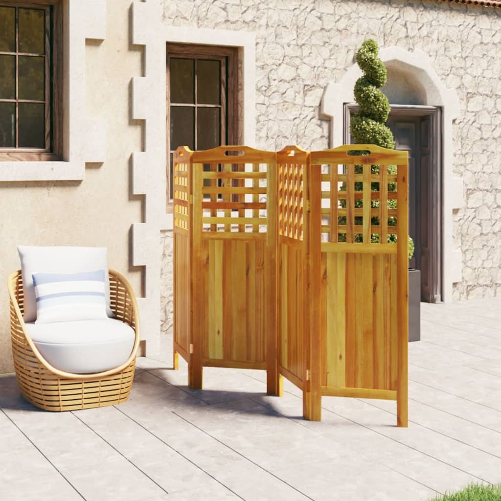 4-Panel Room Divider 162x2x115 cm Solid Wood Acacia