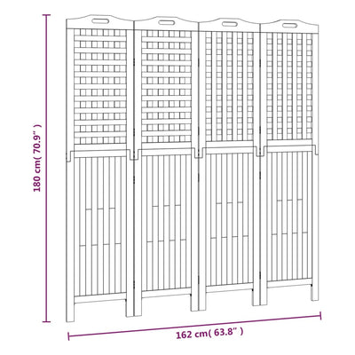 4-Panel Room Divider 162x2x180 cm Solid Wood Acacia
