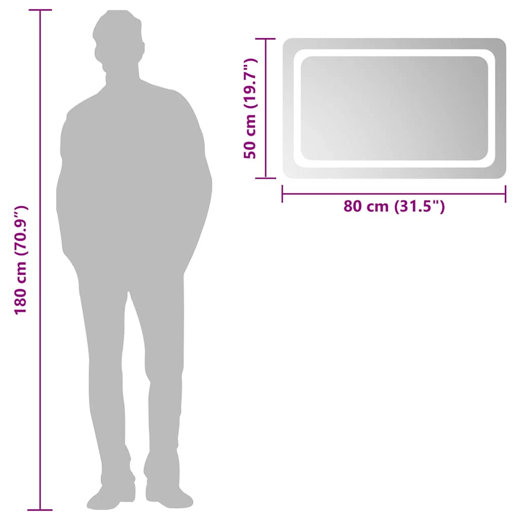 LED Bathroom Mirror 80x50 cm