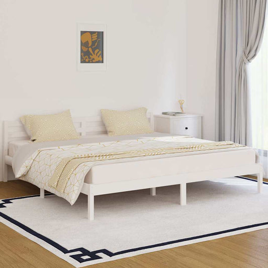 Bed Frame without Mattress Solid Wood Pine 200x200cm White