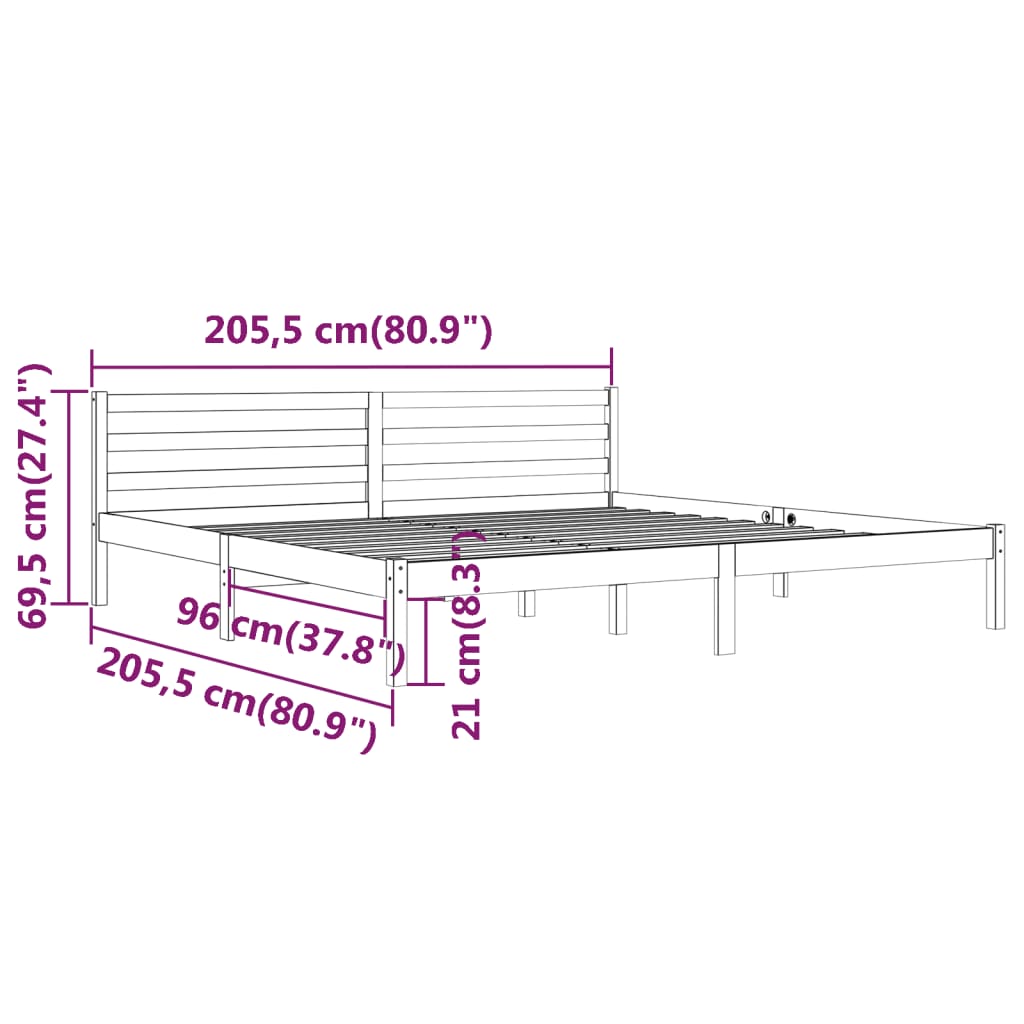 Day Bed | Grey | Solid Pine Wood | 200x200 cm Super King