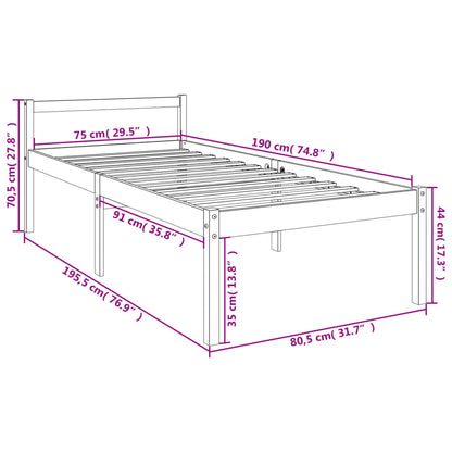 Senior Bed without Mattress White 75x190cm Small Single