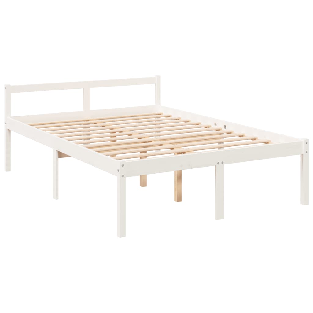 Bed Frame | White | Solid Pine wood | 140x190 cm | Wooden Bed Frame