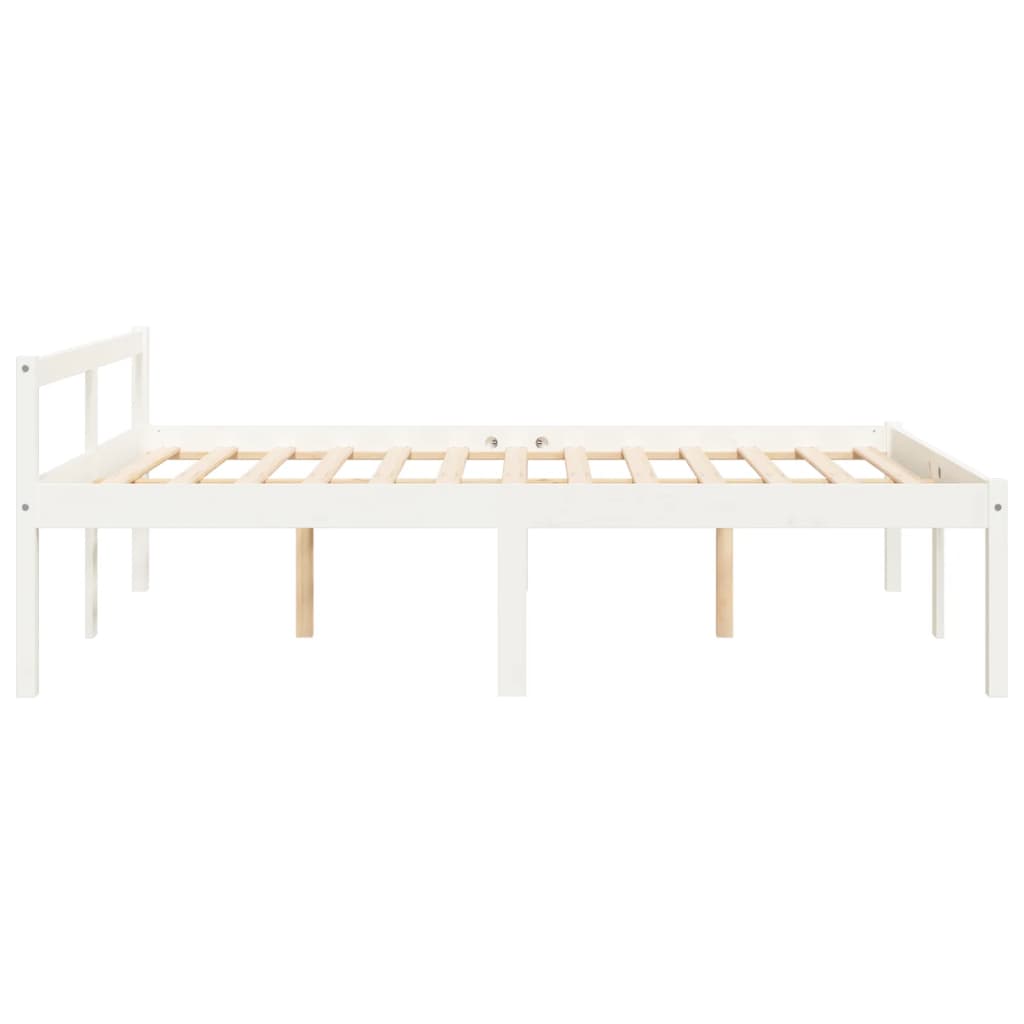Bed Frame | White | Solid Pine wood | 140x190 cm | Wooden Bed Frame