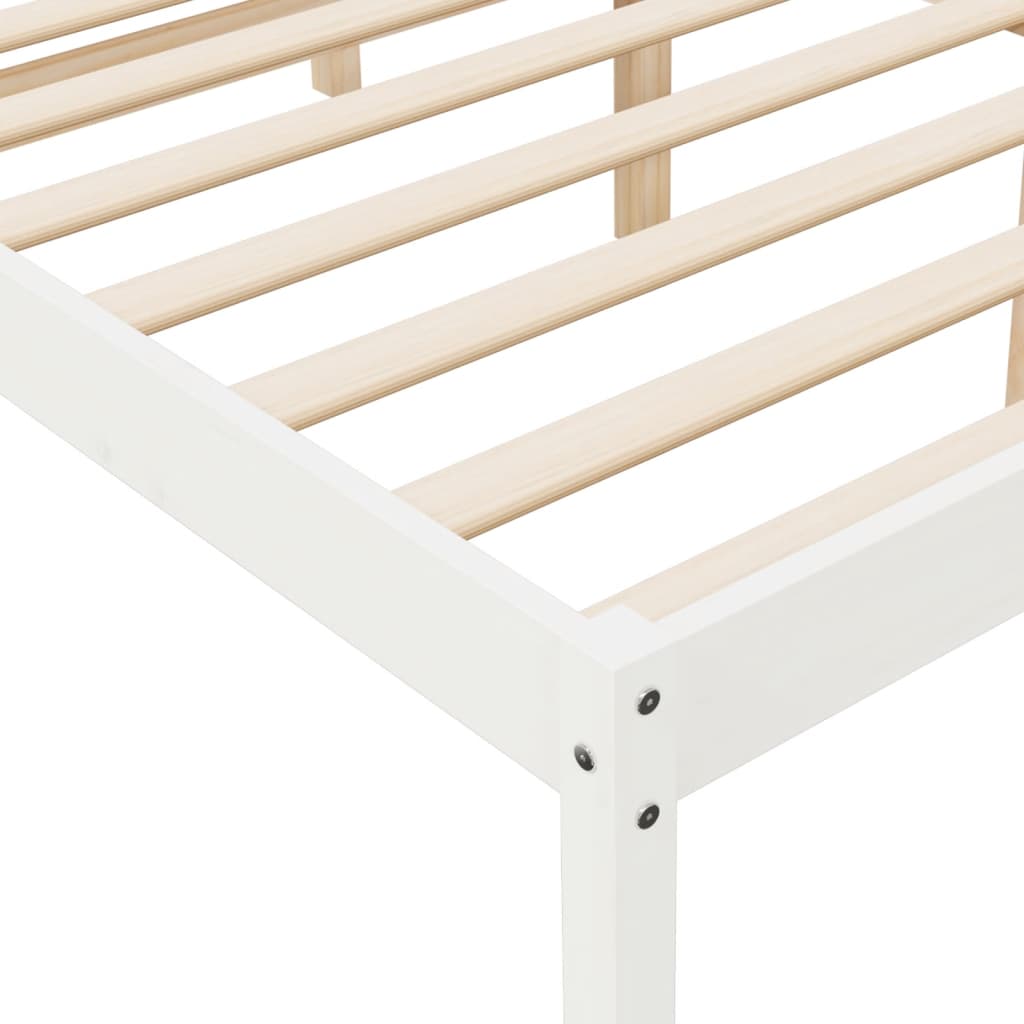 Bed Frame | White | Solid Pine wood | 140x190 cm | Wooden Bed Frame