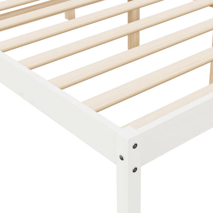 Bed Frame | White | Solid Pine wood | 140x190 cm | Wooden Bed Frame