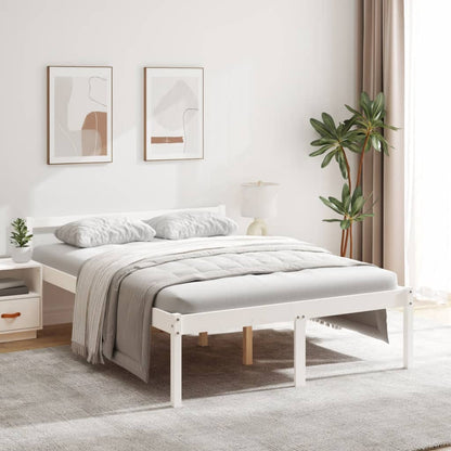Bed Frame | White | Solid Pine wood | 140x190 cm | Wooden Bed Frame