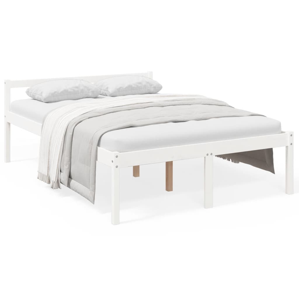 Bed Frame | White | Solid pine wood | 120x200 cm | Solid Wood Bed Frame