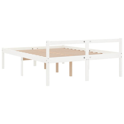 Bed Frame | White | Solid pine wood | 120x200 cm | Solid Wood Bed Frame