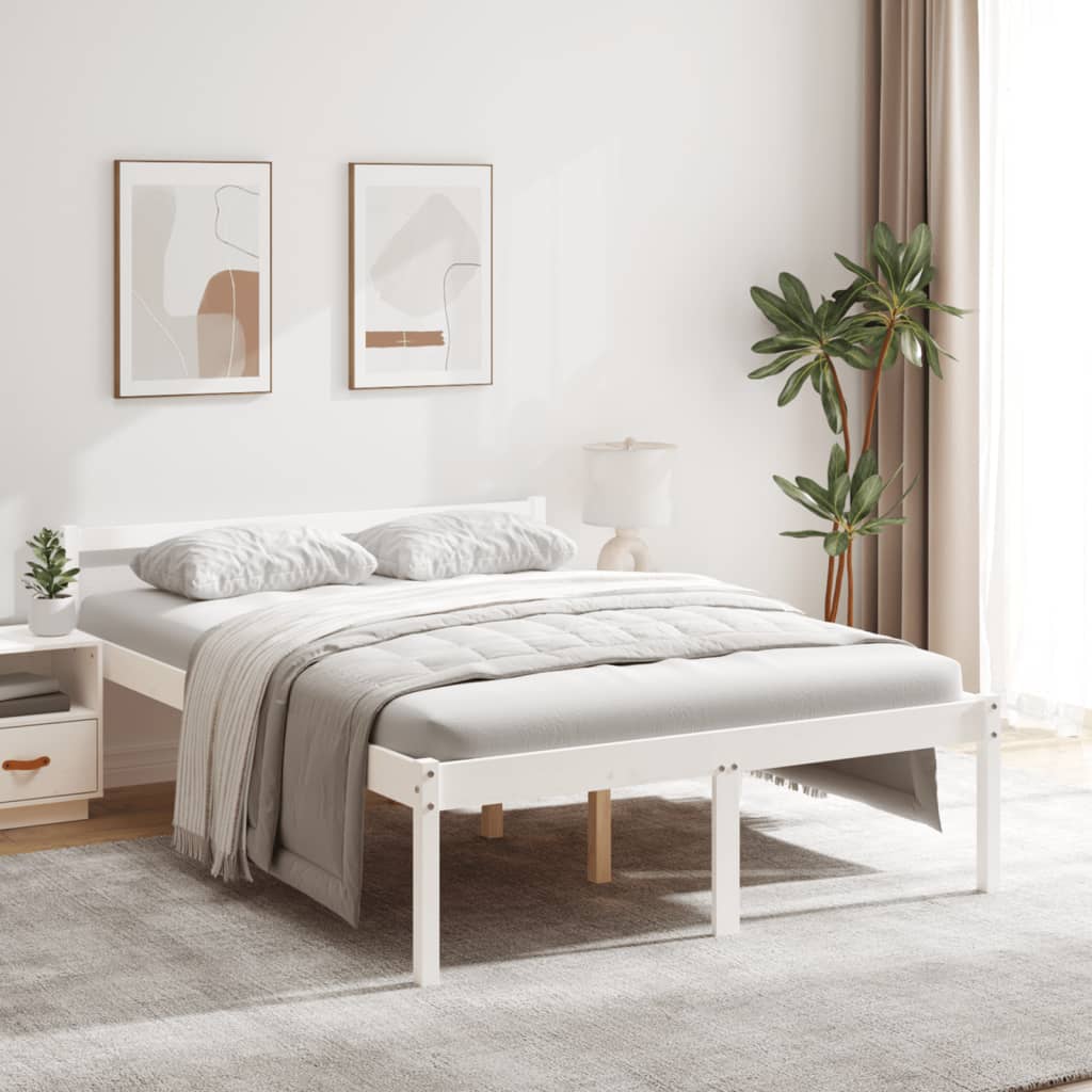 Bed Frame | White | Solid pine wood | 120x200 cm | Solid Wood Bed Frame