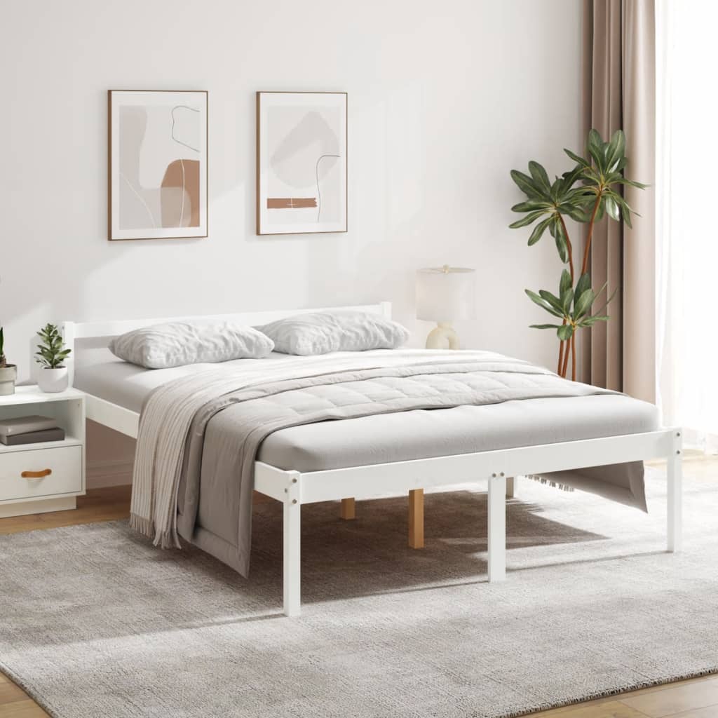Bed Frame | White | Solid pine wood, Plywood | 160 x 200 cm | Bed Frame