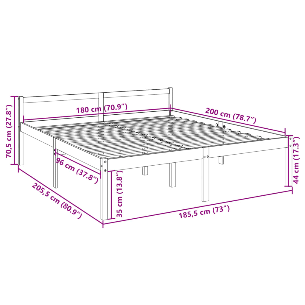 Bed Frame | White | Solid pine wood, Plywood | Super King | Bed Frame