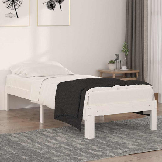 Bed Frame | White | Solid pine wood and plywood | Small single | Durable