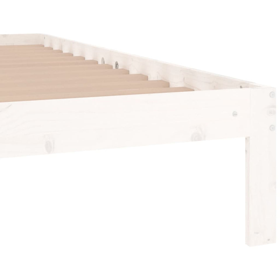 Bed Frame White Solid Wood 90x190 cm Single