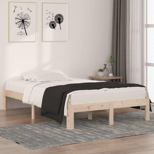 Bed Frame | Pinewood Brown | Solid Pine Wood | Small Double | Durable