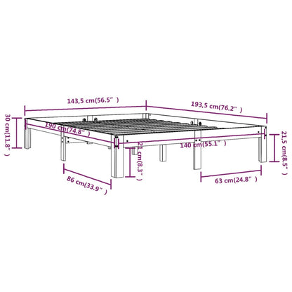 Bed Frame | Natural | Solid Pine Wood | 140x190 cm | Durable | Bed Frame