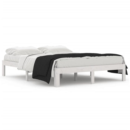 Bed Frame | White | Solid pine wood | 140x190 cm | Wood Grain | Bed Frame