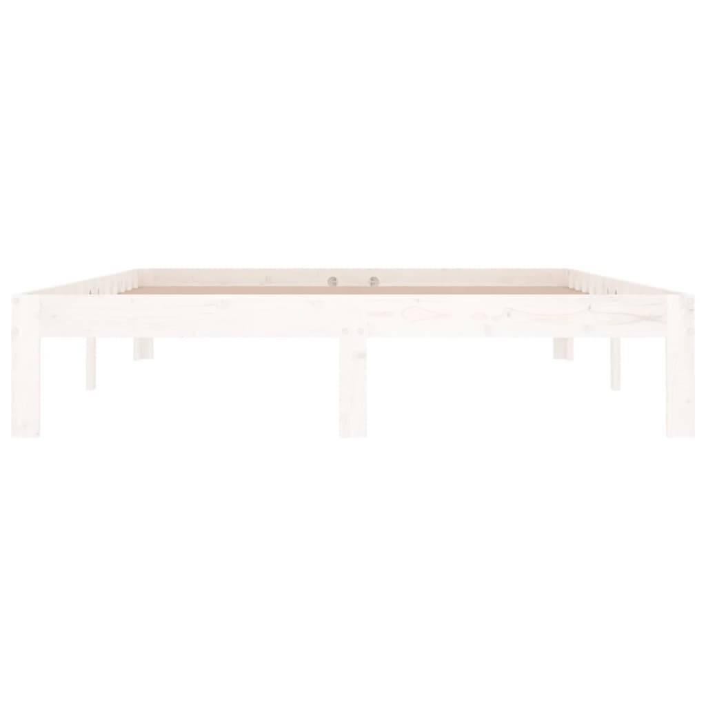 Bed Frame | White | Solid pine wood | 140x190 cm | Wood Grain | Bed Frame