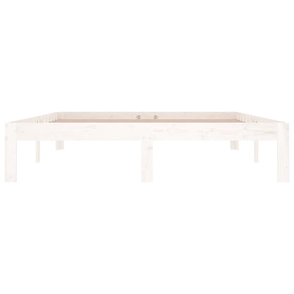 Bed Frame | White | Solid pine wood | 140x190 cm | Wood Grain | Bed Frame
