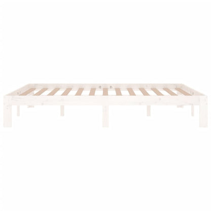 Bed Frame | White | Solid pine wood | 140x190 cm | Wood Grain | Bed Frame
