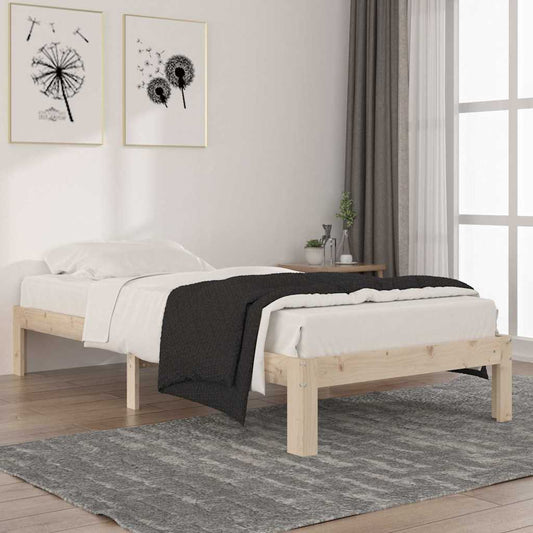 Bed Frame | Natural Wood | Solid Pine Wood | 90x200 cm | Durable