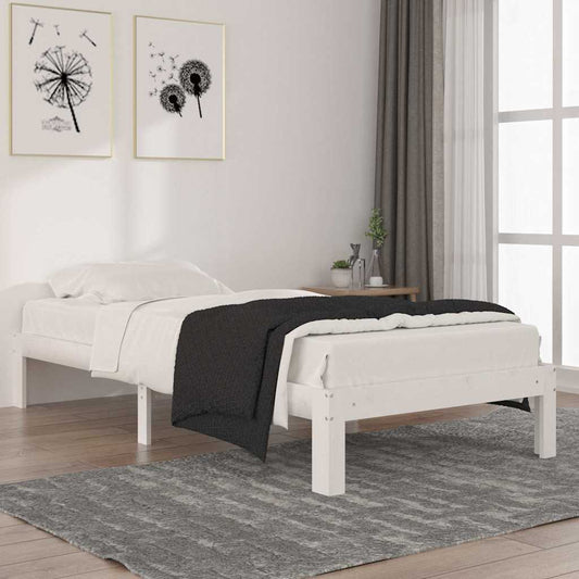 Bed Frame | White | Solid Pine Wood | 90x200 cm | Modern | Bed Frame